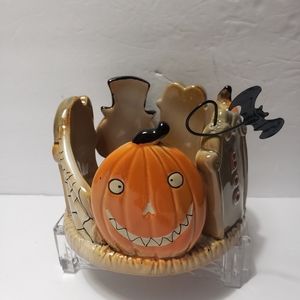 RARE! YANKEE CANDLE Boney Bunch "Grave Digger" Halloween Jar Holder